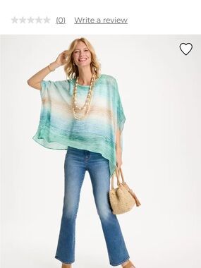 Chico's Mint Green Ombre Gauze Poncho Top